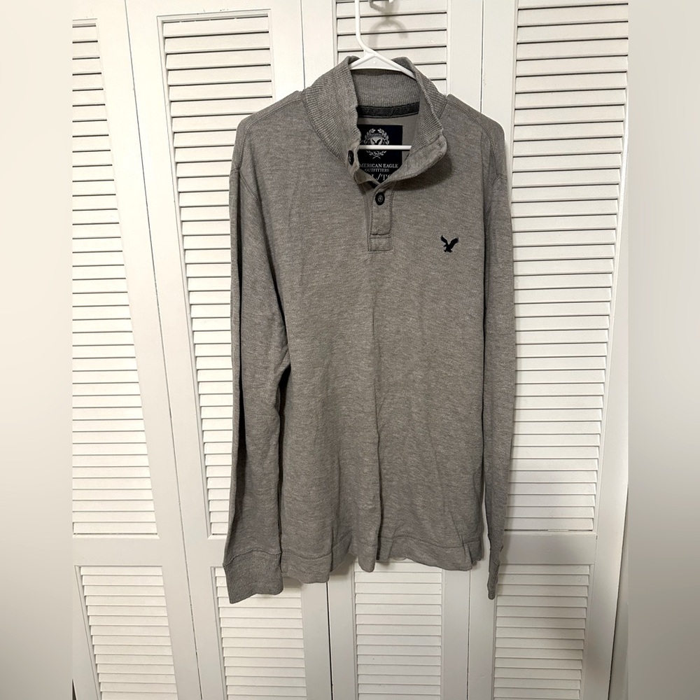 Grey Mens 3 button sweater from American Eagle